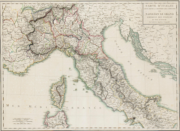 Подробная карта Северной и Центральной Италии, 1805 год